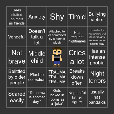 crying child five nights at freddys kinnie bingo Card