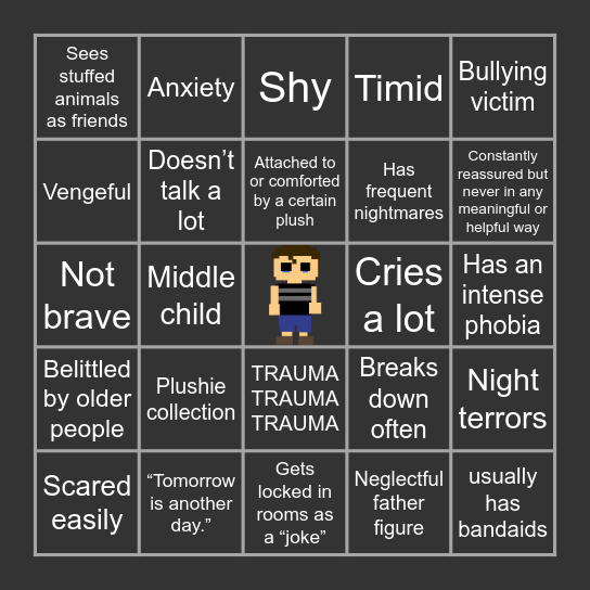 crying child five nights at freddys kinnie bingo Card