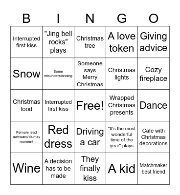 Christmas movie Bingo Card