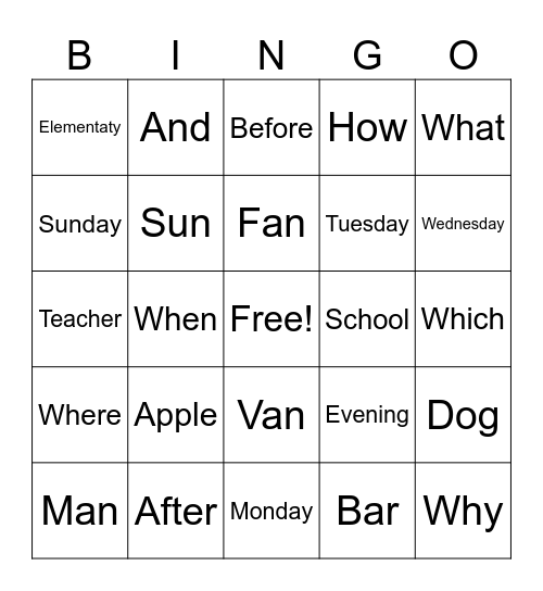 Untitled Bingo Card