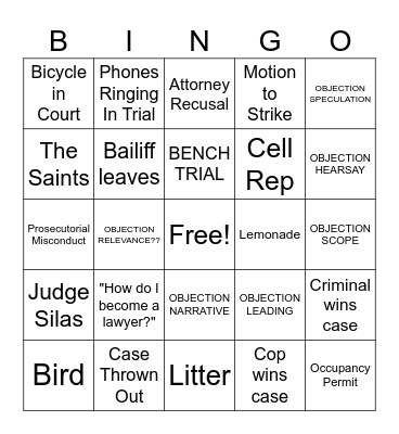 PURPLE DOJ BINGO Card