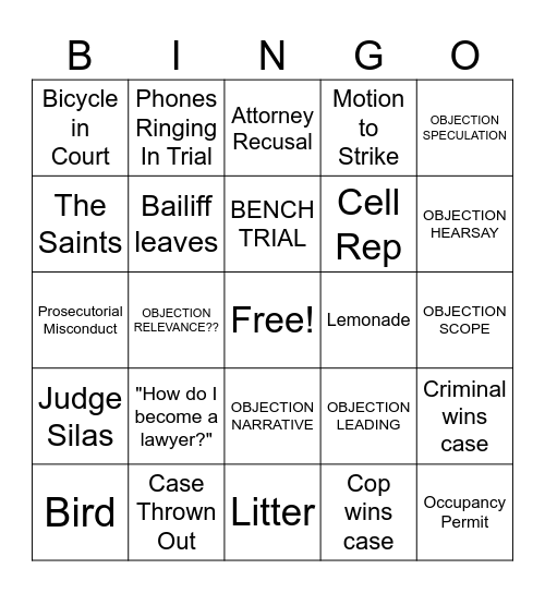 PURPLE DOJ BINGO Card