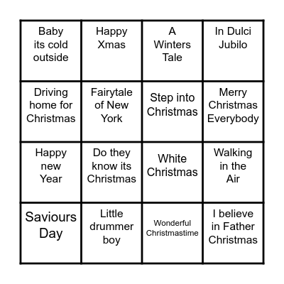 Christmas 1 Bingo Card