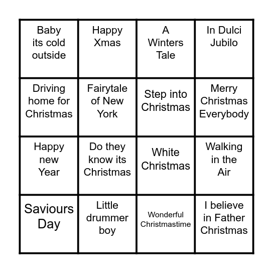 Christmas 1 Bingo Card