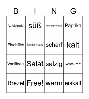 Im Restaurant - Bingo! Bingo Card