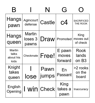 Chess Bingo Card