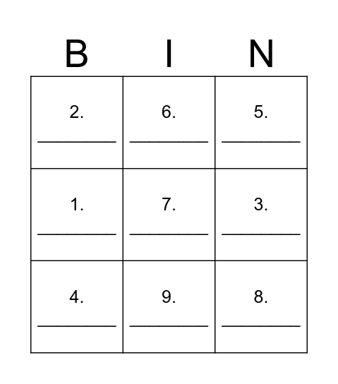 Untitled Bingo Card