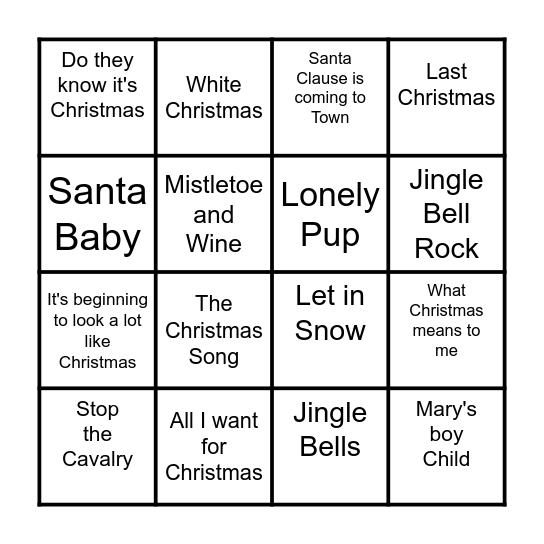 Christmas 2 Bingo Card