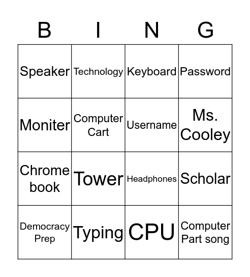 Technology Bingo Card