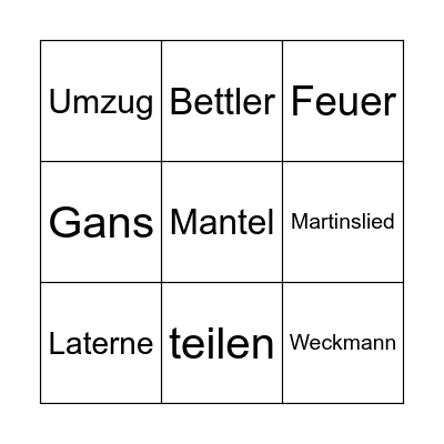 Martinstag bingo Card