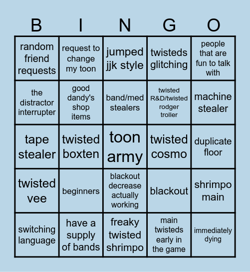 dandys world Bingo Card