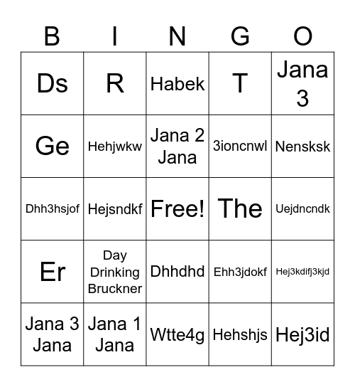 Janas Musik Bingo Card