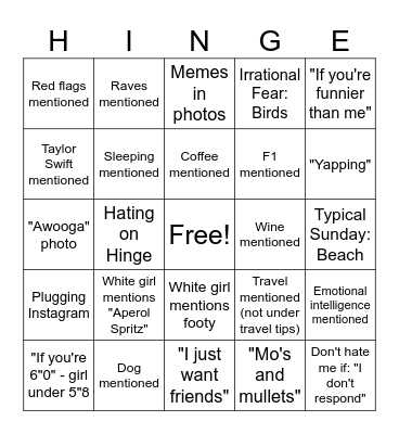 Un-Hinged Bingo Card