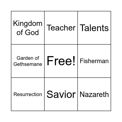 Following Jesus Bingo Card