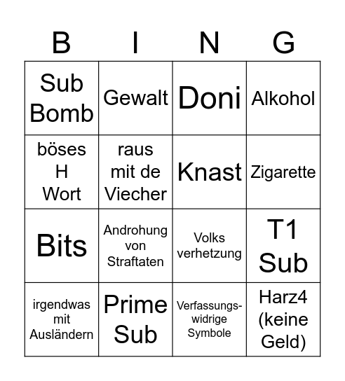 RITTERS (DISTANZ) BINGO Card