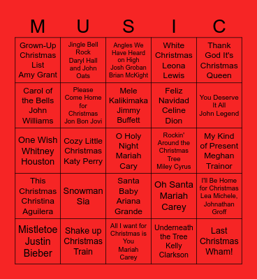 Eidam Music Bingo 2024 Bingo Card