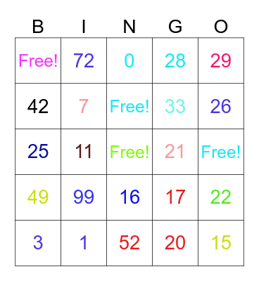 BINGO ADITIVO Bingo Card