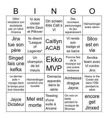 Arcane 2 Bingo Card