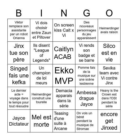 Arcane 2 Bingo Card