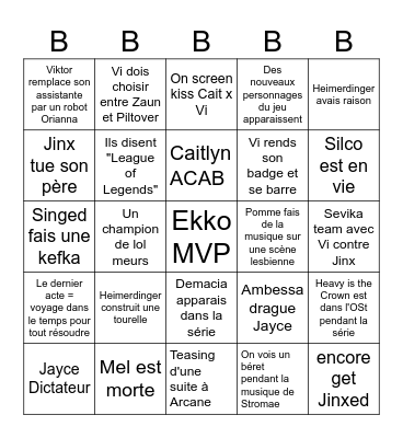 Arcane 2 Bingo Card