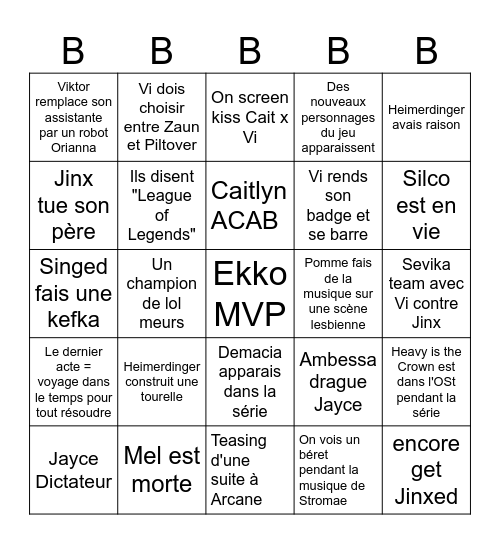 Arcane 2 Bingo Card