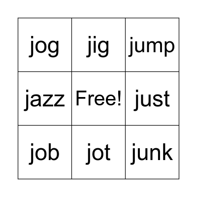 J   j Bingo Card