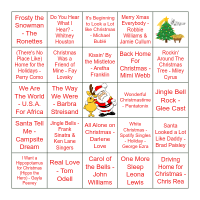 Christmas Songs Bingo Card