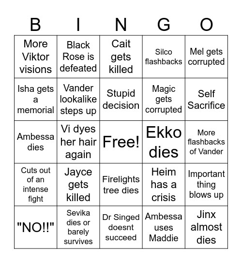 Arcane S2 Ep 7-9 Bingo Card