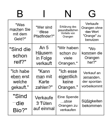 Orangenaktion Bingo Card