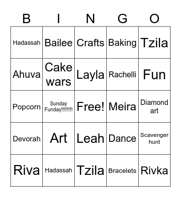 Sunday Funday!!!!! Bingo Card