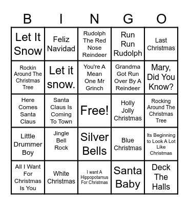 Christmas Music Bingo Card