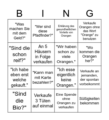 Orangenaktion Bingo Card