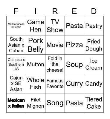 FIRED UP! Bingo Card