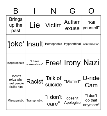 Reece Bingo Card