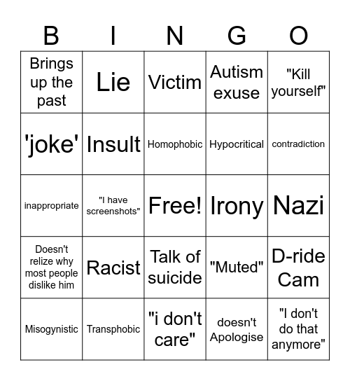 Reece Bingo Card