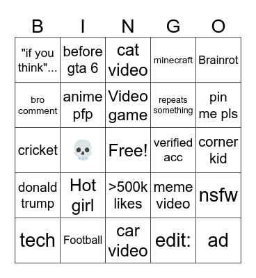 meh Bingo Card