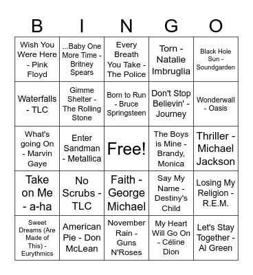 Bingo Musical Bingo Card