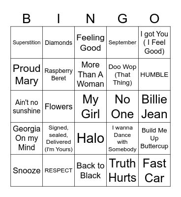 Music Bingo Card