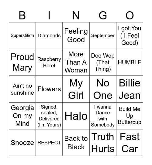 Music Bingo Card