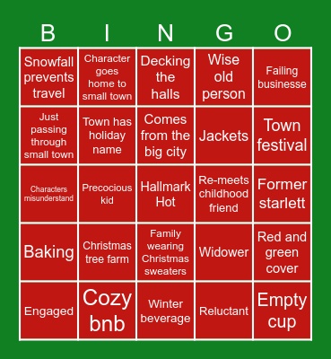 Hallmark Holiday Bingo Card