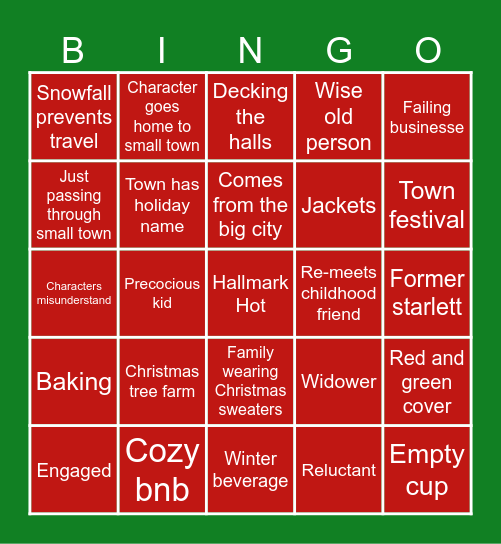 Hallmark Holiday Bingo Card