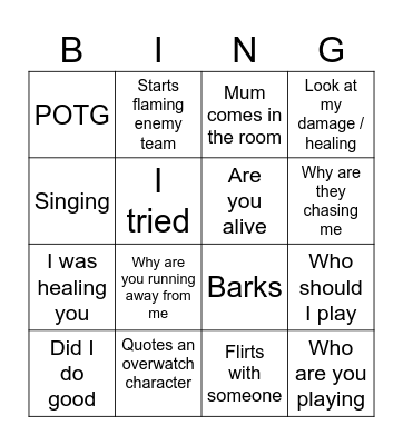 Paige Gaming Bingo Card