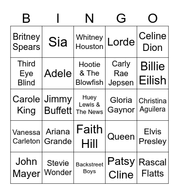 POPULAR MUSIC 16 BAR Bingo Card