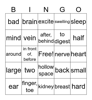 Diagnostic Medical Terminology - 2 Bingo Card