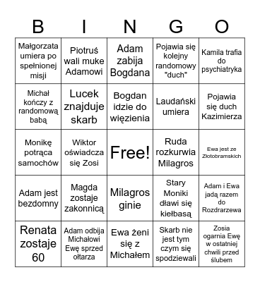 Finał A&E - Paweł Bingo Card