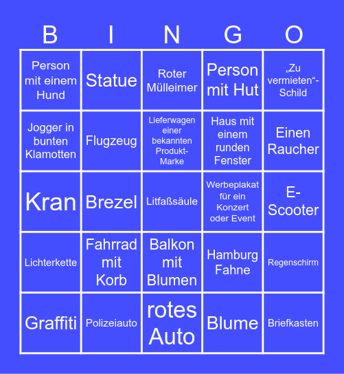 Kohltour Hamburg 2024 Bingo Card