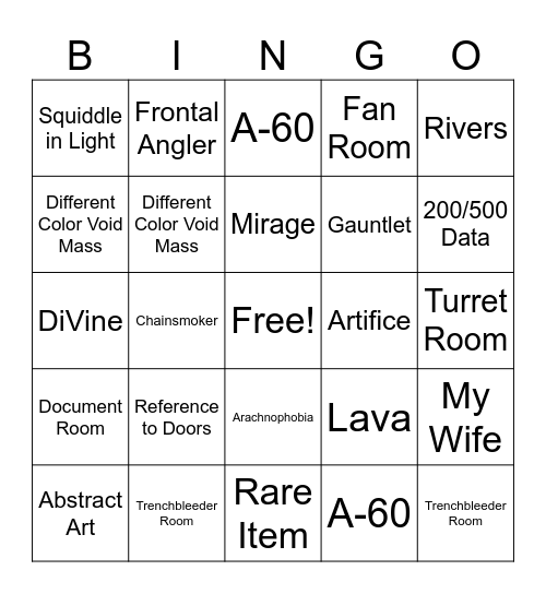 Pressure Bingo Card