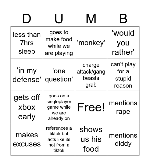 Shaurya Bingo Card