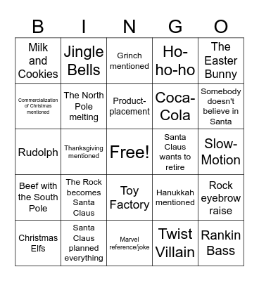 Red One (2024) Bingo Card