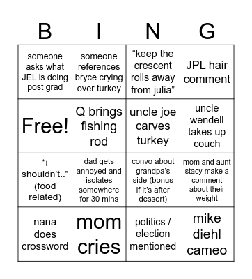 Thanksgiving 🦭 Bingo Card